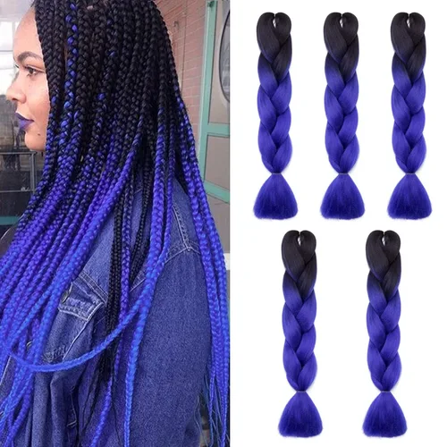 Miniatura 3 de Benehair Extensiones de cabello trenzado ombré de 24 pulgadas, 1 paquete de extensiones de cabello trenzado jumbo de alta temperatura, cabello