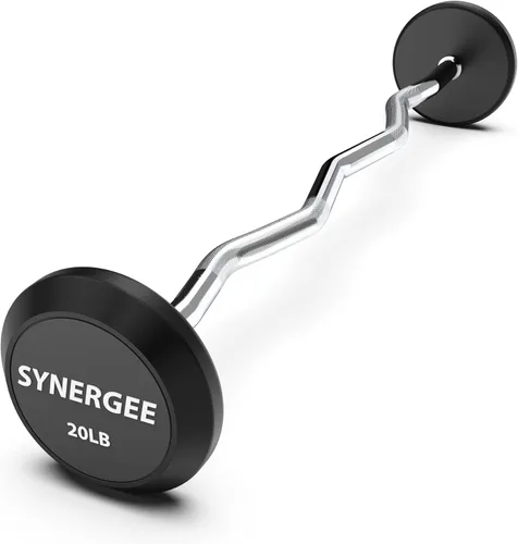 Miniatura 10 de Synergee Barra Fija Easy Curl Barra de Acero Curvada Pre-Ponderada con Pesas de Goma - Peso Fijo