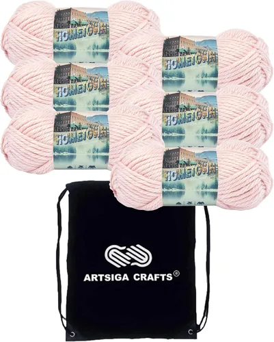 Miniatura 10 de Lion Brand Hometown New York White 135-100 (3 madejas - mismo lote de tinte) #6 S Bulky - Hila acrílica para crochet y tejer con bolsa para proyectos