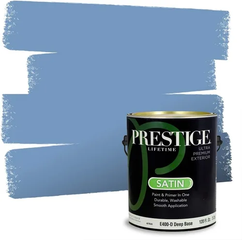 Miniatura 101 de Prestige Paints. - Base y pintura para exteriores en un solo galón, 1 galón. plano, comparable con Sherwin Williams Topsail. SW6799-PCM