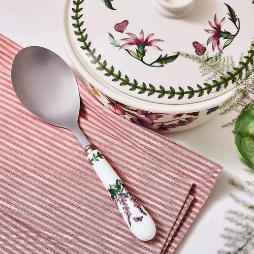 Miniatura 2 de Portmeirion Botanic Garden - Cuchara de servir de 10 pulgadas, diseño de dedalera, mango de porcelana y acero inoxidable, esmalte resistente a