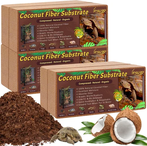 Miniatura 8 de Legigo 2 Pack Sustrato de fibra de coco comprimida - 100% fibra de coco orgánica en bloque para cama de reptiles, sustrato natural de cáscara