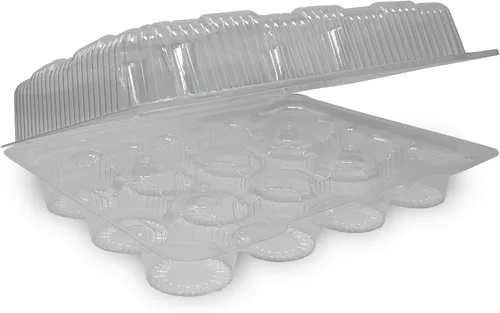 Miniatura 4 de Detroit Forming LBH9222 Contenedor transparente para magdalenas o magdalenas con bisagras 100 por caja Dozen/12 Compartment, Clear, Hinged Lid