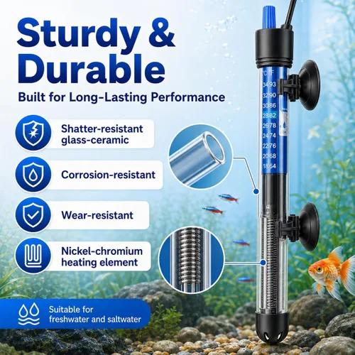 Miniatura 7 de Mylivell - Calentador de acuario sumergible ajustable de 200 W con termostato para tanques Betta, tortuga, agua salada y agua dulce de 40 a 65