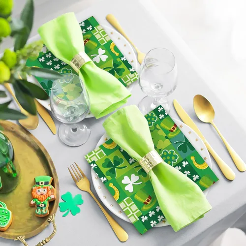 Miniatura 7 de JarThenaAMCS 80 servilletas de papel del día de San Patricio, servilletas de cena de trébol de la suerte de trébol de la suerte desechables