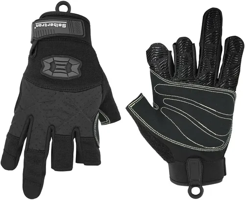 Seibertron Guantes de palma acolchada con dedos completos o semi-dedos, ligeros y transpirables para escaladores, escalada en roca, rescate, Tres
