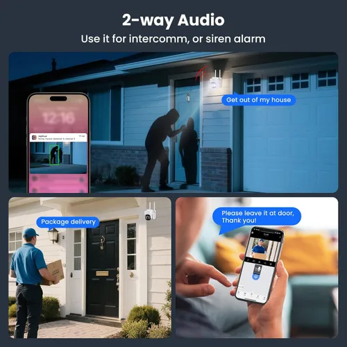 Miniatura 6 de XMARTO Sistema de cámara de seguridad WiFi6 de 10X Zoom inalámbrico para interiores y exteriores, NVR de 10 canales 4K con 4 cámaras HD Dual Lens