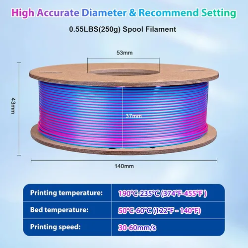 Miniatura 5 de Filamento de seda PLA para impresora 3D Filamento de seda PLA de triple color 1.75mm Filamento para impresión 3D Compatible con la mayoría de Tri