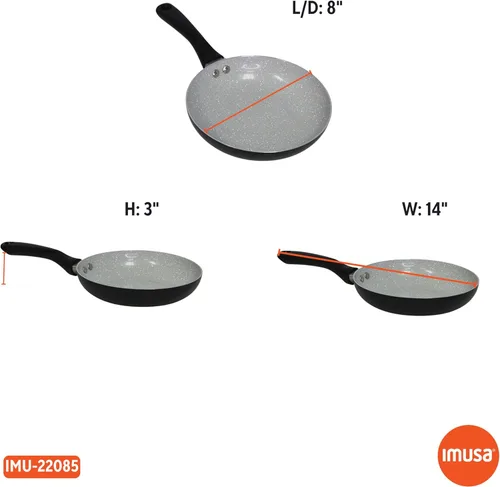 Miniatura 8 de IMUSA Sartén antiadherente de cerámica Premier de 8" con mango de tacto fresco, negro mate