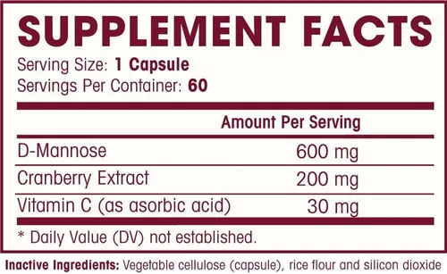 Miniatura 3 de D MANNOSE con extracto de arándano y vitamina C – Limpieza del tracto urinario UT y salud de la vejiga – Protege contra infecciones del tracto