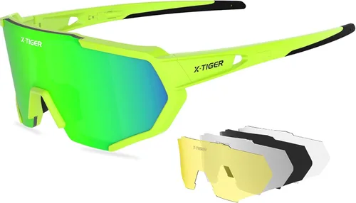 Miniatura 12 de X-TIGER Gafas de sol polarizadas para deportes con 5 lentes intercambiables, gafas de ciclismo para hombres y mujeres, para béisbol, correr, pesca