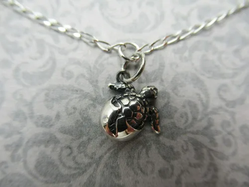 Miniatura 5 de Pulsera de tobillo de plata de ley 925 con diseño de tortuga de mar y océano