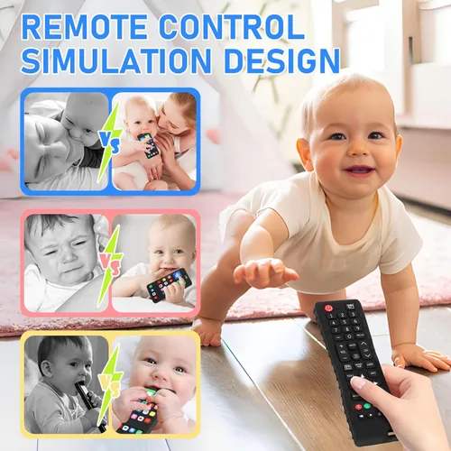 Miniatura 3 de Juguete de dentición para bebé de 3, 6, 12, 18 meses, control remoto realista y teléfono móvil juguete mordedor para bebé, juguetes para masticar