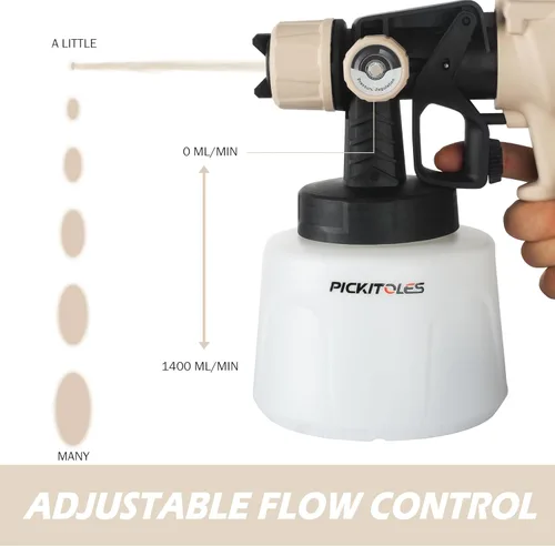Miniatura 4 de Pulverizador de pintura HVLP de 1000 W, pistola eléctrica de alta eficiencia con 6 boquillas, patrones variables de flujo ajustable, contenedor
