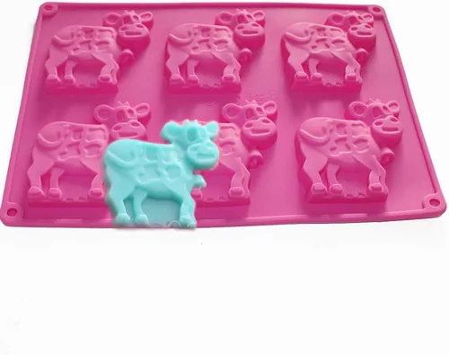 Miniatura 2 de X-Haibei Molde de silicona de vaca lechera para chocolate, galletas, dulces, gelatina y jabón, 1.4 onzas por cavidad, grado alimenticio, fácil