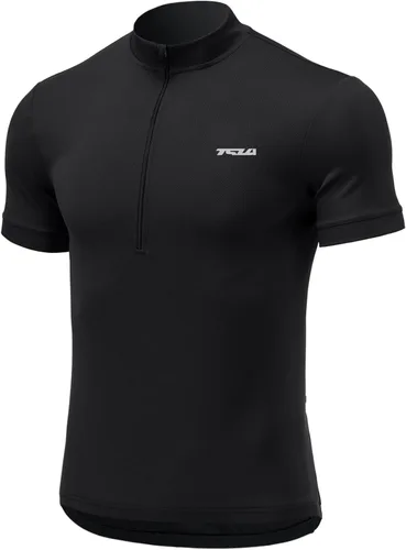 TSLA Camiseta de ciclismo de manga corta para hombre, secado rápido, transpirable, reflectante, con 3 bolsillos traseros
