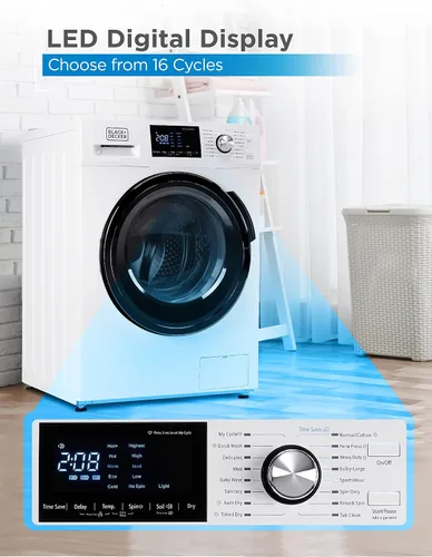 Miniatura 3 de BLACK+DECKER Combo de lavadora y secadora, 2.7 pies cúbicos Todo en uno con pantalla LED y 16 ciclos