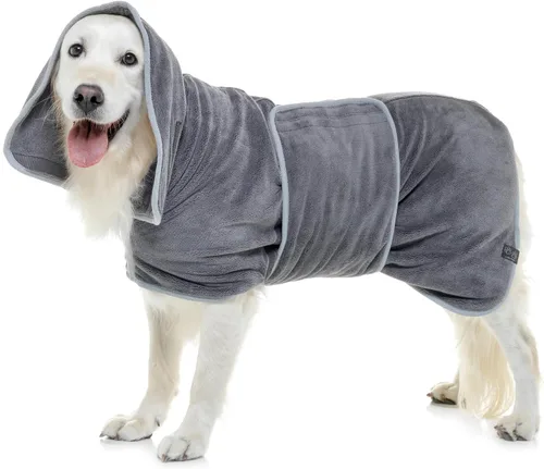 Miniatura 8 de Lucky Pooch® Bata de baño para perro, lujosa bata de baño para perro, ultra absorbente, seca a tus perros en minutos. Doble capa, toalla súper suave