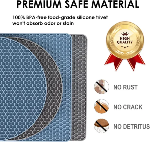Miniatura 7 de Salvamanteles para platos calientes, paquete de 4 almohadillas calientes de silicona para cocina, tapete de silicona antideslizante resistente al