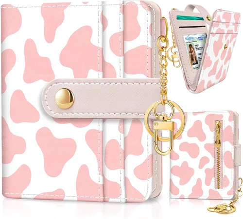 Miniatura 26 de Jogjam Cartera pequeña para mujer, Rfid delgada y compacta para tarjetas de crédito, billetera plegable de piel sintética, bolsillo con cremallera