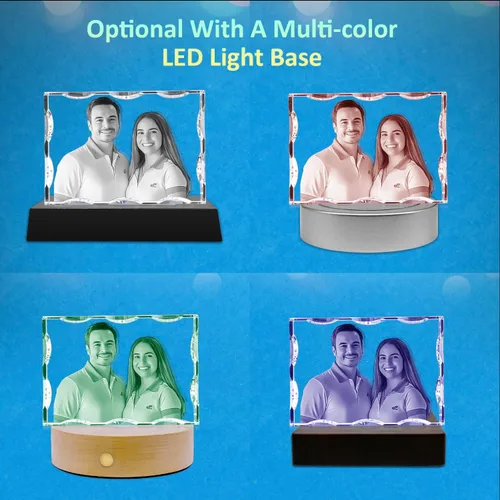 Miniatura 4 de HAN'S LASER Foto de cristal 3D personalizada, rectangular dentada, para el día de San Valentín, aniversario, cumpleaños, regalos para parejas