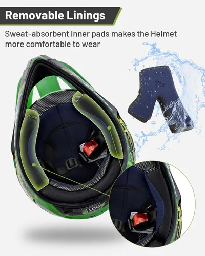 Miniatura 5 de Oumurs DOT Casco de Dirt Bike Juvenil con Gafas y Guantes para 5-14 Años, Cascos ATV para Niños y Niñas, Casco de Cuatro Ruedas, Motocross BMX MX