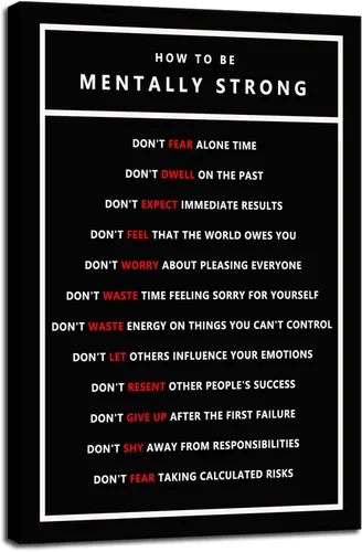 WYJZDZQ8 Lienzo inspirador para la oficina, póster de arte de pared, cuadros motivacionales, lienzo con texto en inglés "How To Be Mentally Strong",