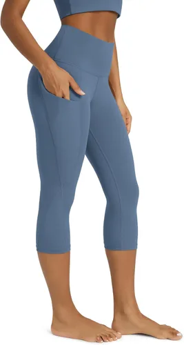 Miniatura 162 de ODODOS - Leggings capri de cintura alta para mujer con bolsillos, control de abdomen, no se transparentan, para entrenamiento atlético, running