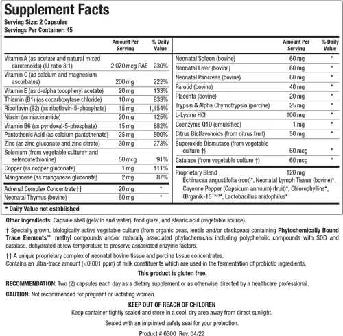 Miniatura 3 de Biotics Research Bio Immunozyme Forte Multivitamínico/mineral para apoyar la función inmune normal y saludable, equinácea, pimienta de cayena