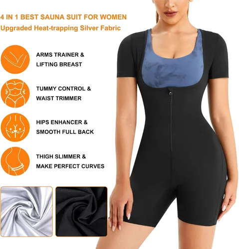Miniatura 4 de URSEXYLY Traje de sauna para mujer, chaleco de sudor, entrenador de cintura, 3 en 1, adelgazante, moldeador de cuerpo completo, parte superior