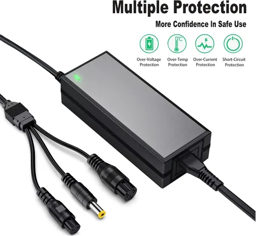 Miniatura 2 de Cargador de repuesto 36V/42V2A, 3 en 1 (0.217 in x 0.098 in / 0.083 in universal) y puerto hembra de 3 garras (0.472 in/0.315 in), compatible