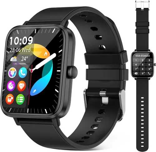 Miniatura 9 de Reloj inteligente para mujer (respuesta/hacer llamada): rastreador de fitness impermeable de 1.85 pulgadas con presión arterial de 24 horas de Rosa