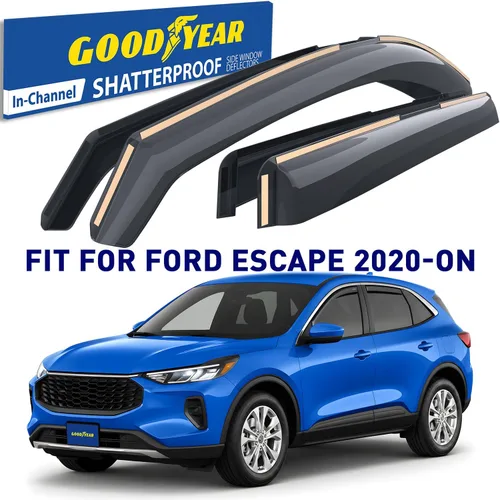 Miniatura 2 de Goodyear - Deflectores de ventana inastillables de canal para Ford Escape 2020-2026, protectores para la lluvia, viseras para la ventana del auto