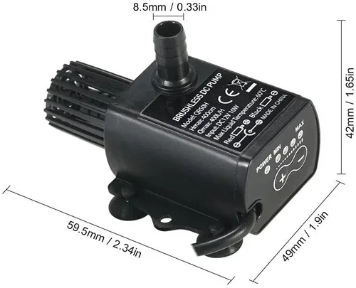 Miniatura 6 de Mini bomba de agua, mini bomba sumergible de 4 velocidades, bomba de agua de regulación de 4 velocidades, DC 12V USB 5V bomba sin escobillas (QR50H)