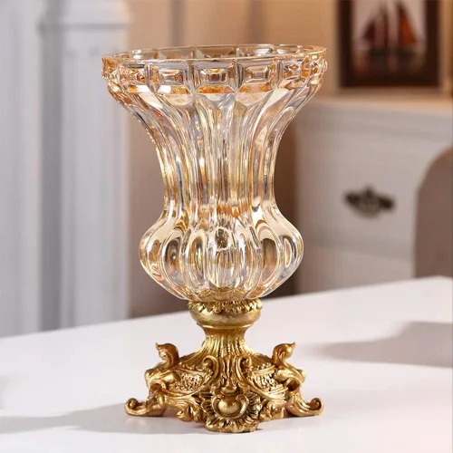 Miniatura 5 de Jarrones de flores grandes elegantes para mesa de cocina, comedor, sala de estar, decoración del hogar, flores de vidrio grandes retro europeas