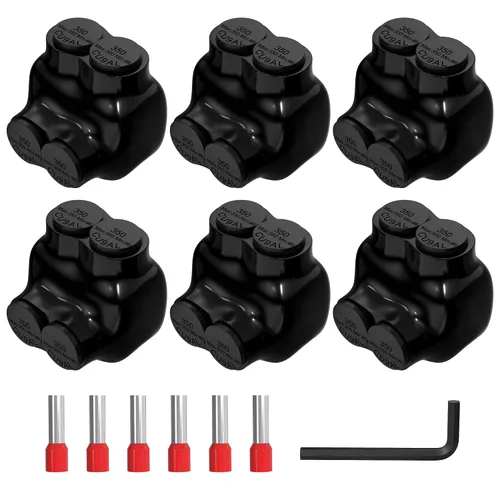 Miniatura 10 de Joinfworld Conector de múltiples derivaciones aislado de 2 puertos, conectores de cable de aluminio a cobre, 4-14AWG de entrada de un solo lado