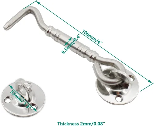 Miniatura 2 de Paquete de 2 cerraduras de puerta de granero, gancho de puerta de acero inoxidable resistente con tornillos de montaje, pestillo de cerradura