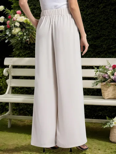 Miniatura 2 de QIANXIZHAN Pantalones de pierna ancha para mujer, pantalones palazzo de cintura alta, para verano, holgados, casuales, para descansar, trabajar