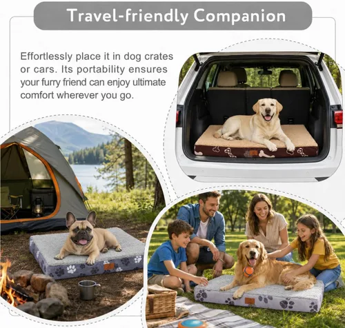 Miniatura 7 de Cama ortopédica impermeable para perros grandes y medianos de 35 x 22 pulgadas - Cama de espuma tipo cartón de huevos para jaula de mascotas