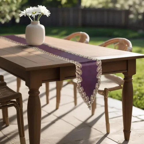 Miniatura 2 de DECOZEN Camino de Mesa Navideño Dorado con Ciruela – Bufanda Decorativa Bordada para Comedor y Tocador para Mesas Navideñas, Bodas y Fiestas – 14 x