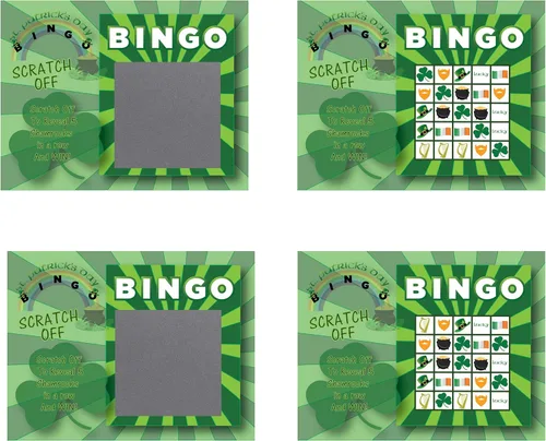 Miniatura 2 de My Scratch Offs Paquete de 26 tarjetas para raspar del día de San Patricio, trébol de los días de San Patricio, para tarjetas de bingo, recuerdos