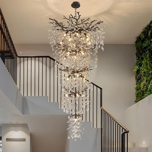 Miniatura 31 de YUYI Lámpara colgante de cristal de 8.3 pulgadas para isla de cocina, modernos candelabros de rama de árbol dorados, lámpara colgante redonda