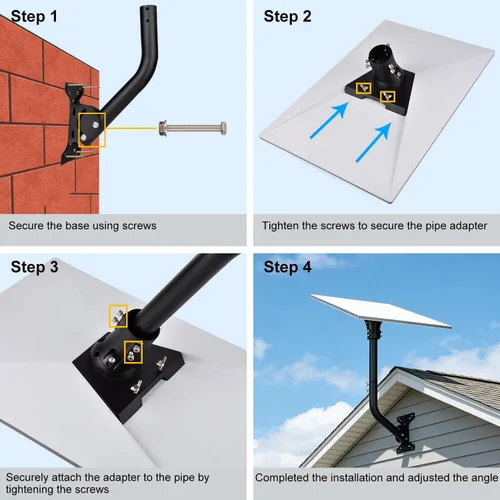 Miniatura 7 de Soporte de poste de pared para Starlink Standard 4/4X/Gen 3, kit de montaje de poste con adaptador de tubo ajustable para placa Starlink Standard