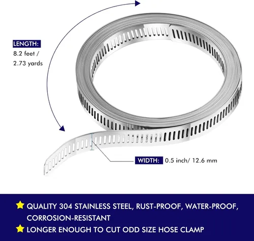 Miniatura 5 de Ripeng Abrazaderas de manguera de acero inoxidable, kit surtido de abrazaderas de manguera de conducto de engranaje helicoidal grande, abrazaderas