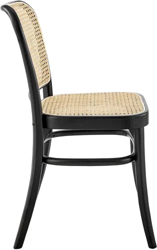 Miniatura 5 de Modway Winona Elm - Asiento de ratán de caña de madera, silla auxiliar de comedor, color negro
