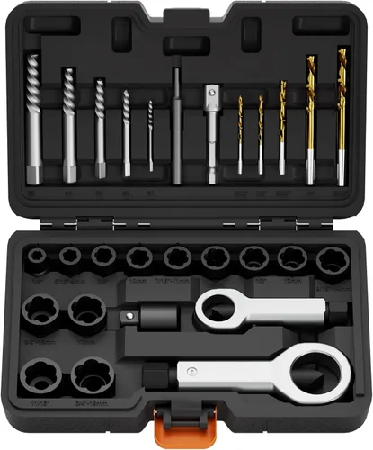 Miniatura 10 de Juego de 15 piezas de extractor de pernos, juego de zócalos de impacto de 3/8" para quitar pernos y tuercas, para pernos y tuercas dañados