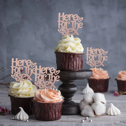 Miniatura 4 de Rsstarxi Paquete de 24 decoraciones para cupcakes con purpurina para revelación de género, para baby shower, niños, decoración de pastel de Diseño 1
