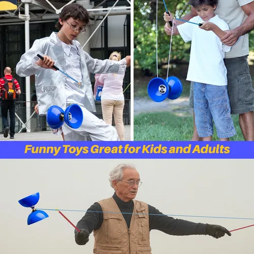 Miniatura 4 de MAGICYOYO Pro Triple Bearing Diabolo Tamaño mediano 5" Azul. Juguete Yoyo chino Diabolo de alto rendimiento con 2 pares de palos de carbono + 2