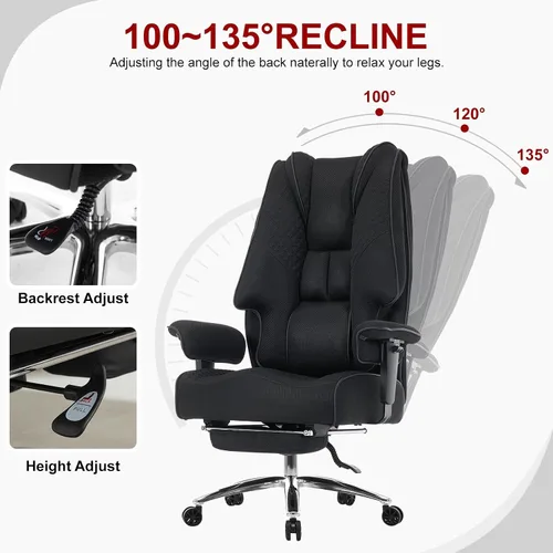 Miniatura 3 de EXCEBET Silla de oficina grande y alta de 400 libras de ancho, silla de oficina ejecutiva de cuero con respaldo alto con soporte lumbar, sillas