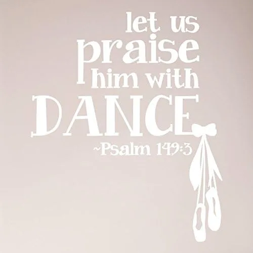 Miniatura 7 de Vinilo adhesivo para pared, 28 x 24 pulgadas, con texto en inglés "Let Us Praise him with Dance Salmo 149:3", Biblia, Christian Girl Dancer, Ballet